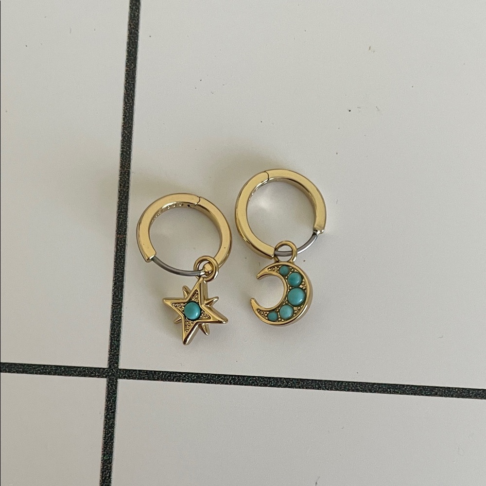 Gold Star and Moon Earrings